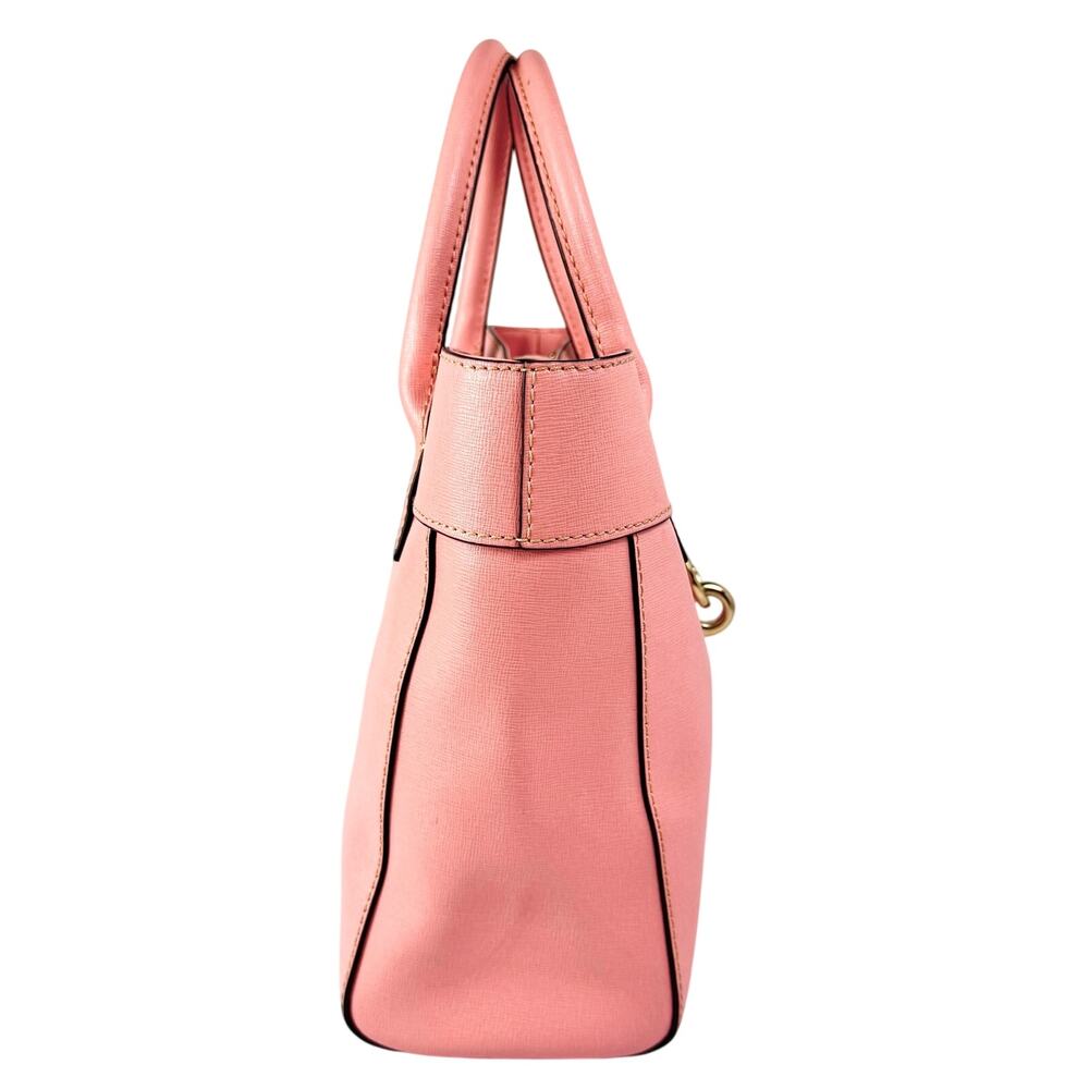 Dooney & Bourke Barlow Satchel Saffiano Leather Coral Pink Crossbody Bag - Picture 3 of 14